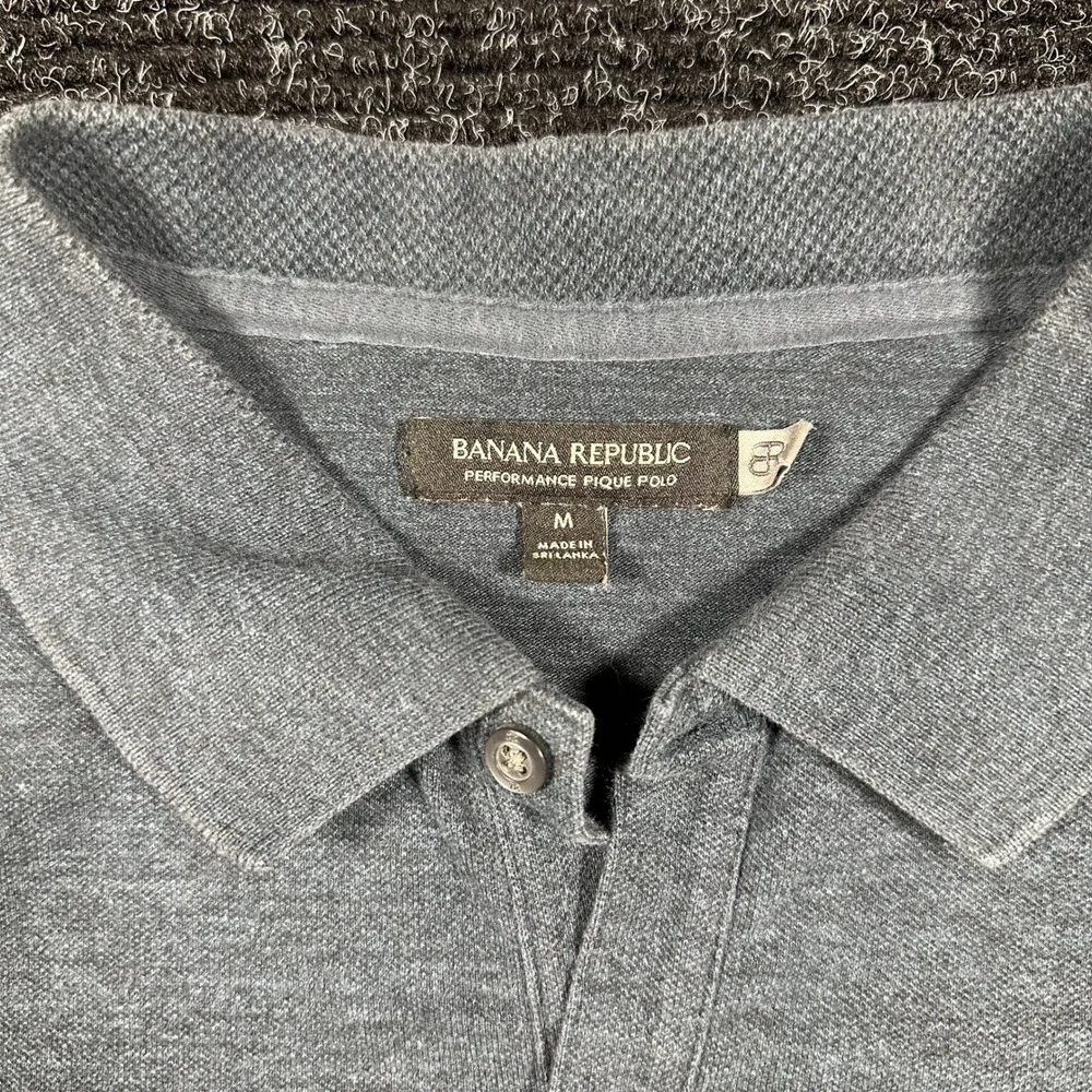 Banana Republic Performance Pique Polo Mens Medium Blue Short Sleeve